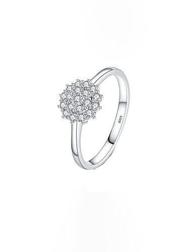 925 Sterling Silver Cubic Zirconia Round Minimalist Band Ring