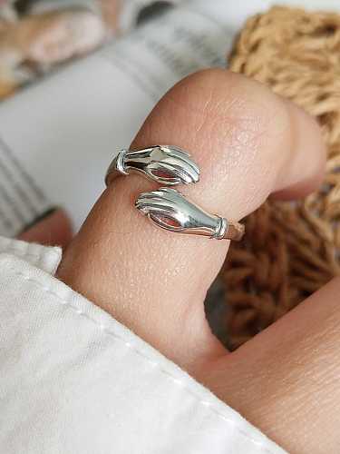 925 Sterling Silver Geometric Minimalist Finger Hug Free Size Midi Ring