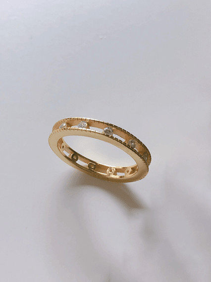 Anéis redondos simples de prata esterlina 925 banhados a ouro
