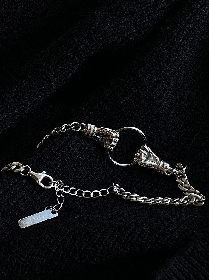 Bracelets en argent sterling 925 avec chaîne de personnalité plaquée platine