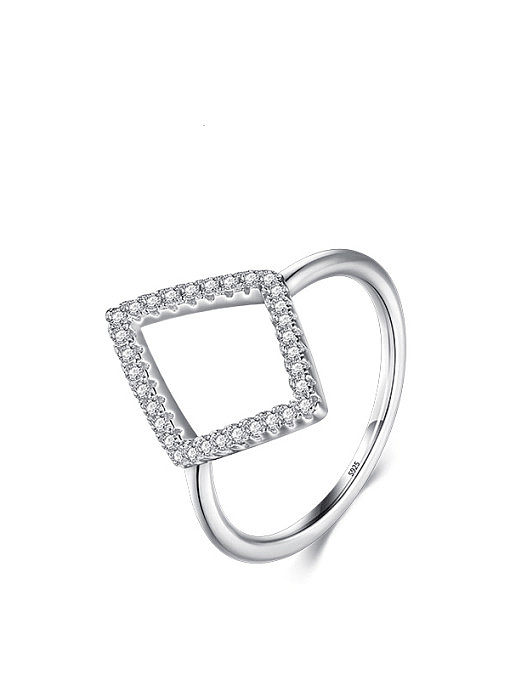 925 Sterling Silver Cubic Zirconia Geometric Dainty Band Ring