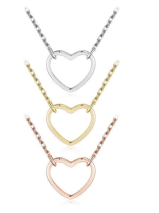 925 Sterling Silber minimalistische hohle Herz-Anhänger-Halskette