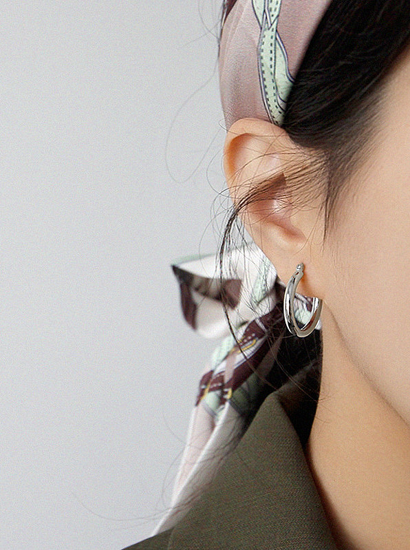 925 Sterling Silver With Gold Plated Simplistic Round Hoop Earrings
