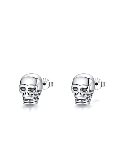 925 Sterling Silver Skull Vintage Stud Earring