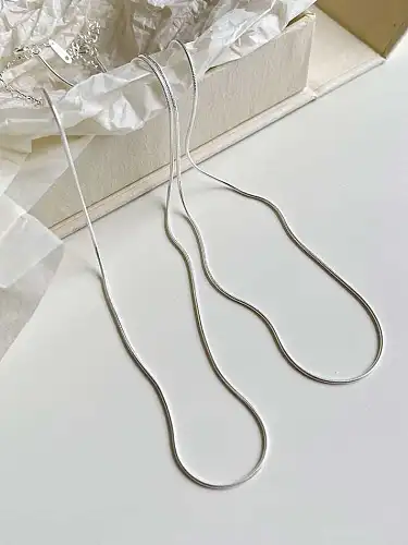 925 Sterling Silver Minimalist Round Snake Chain Necklace