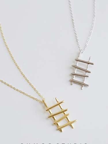 925 Sterling Silver Gold Ladder Minimalist Necklace