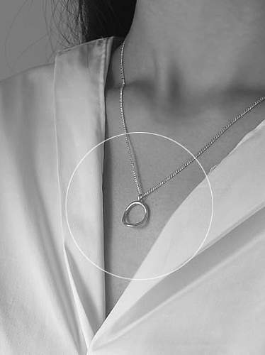 925 Sterling Silber Geometrie Kreis Halskette