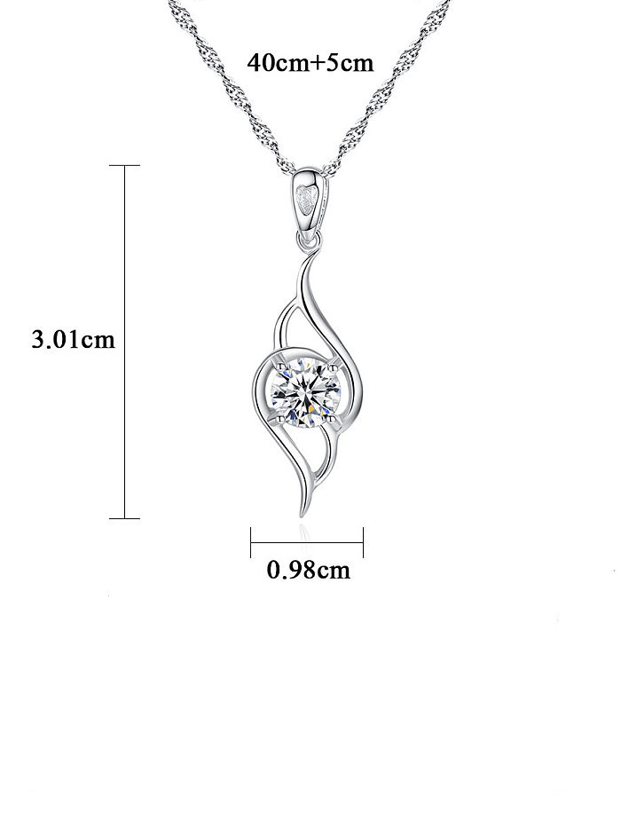 925 Sterling Silber Strass Wassertropfen minimalistische Halskette