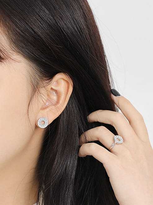 925 Sterling Silver Imitation Pearl Geometric Ethnic Stud Earring