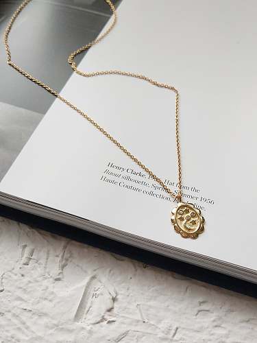 925 Sterling Silber Stern-Mond-Blumen-Halskette