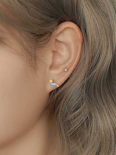 925 Sterling Silver Enamel Bird Trend Stud Earring