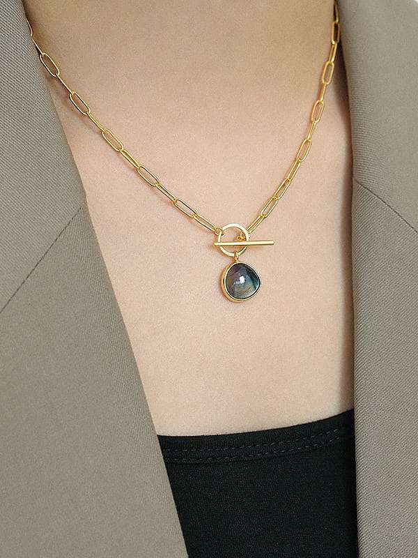925 Sterling Silver Opal Geometric Vintage Necklace