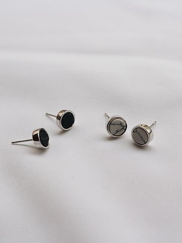 925 Sterling Silver Turquoise Geometric Vintage Stud Earring