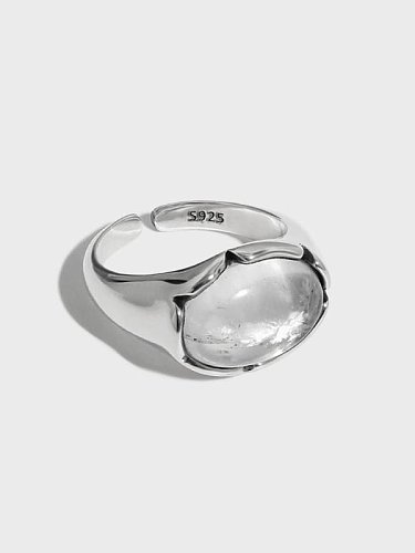 Anillo de banda vintage irregular de cristal de plata esterlina 925