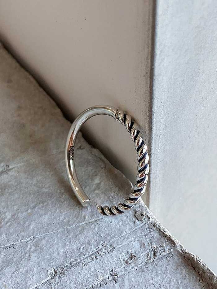 925 Sterling Silver Irregular Vintage Twisted Wire Band Ring