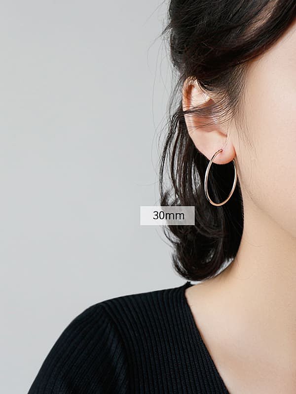 925 Sterling Silver Round Minimalist Hoop Earring