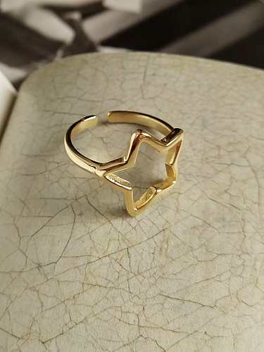 925 Sterling Silver Hollow Pentagram minimalist MIDI ring