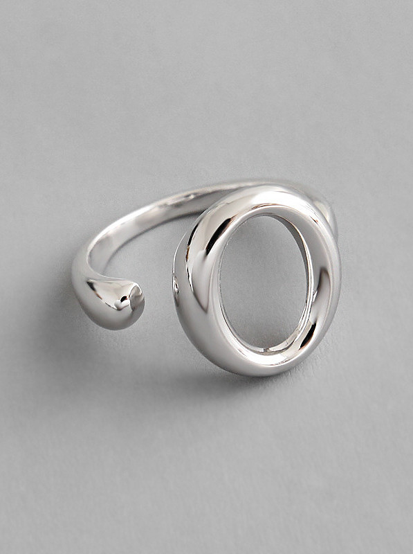 925 Sterling Silver With Platinum Plated Simplistic Hollow Round Free Size Rings