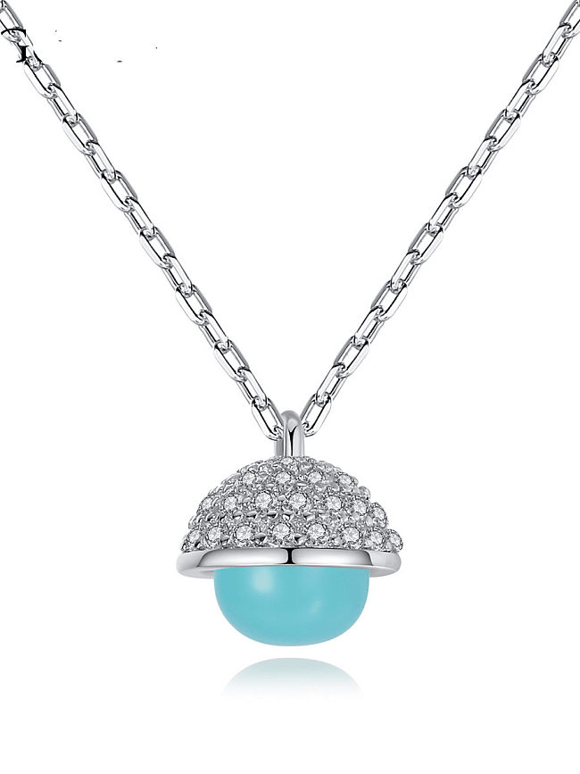Collar colgante lindo geométrico de diamantes de imitación de plata esterlina 925