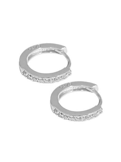 925 Sterling Silver Cubic Zirconia Round Minimalist Huggie Earring