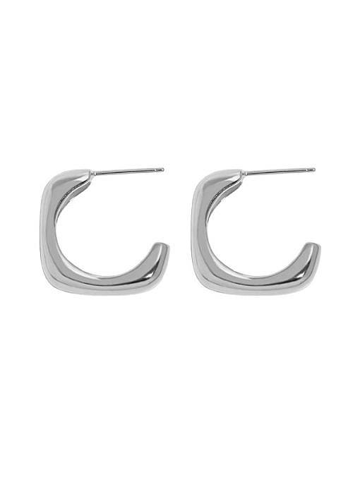 925 Sterling Silver Geometric Minimalist C Shape Stud Earring