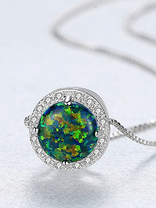 Sterling Silver multicolored round opal Necklace