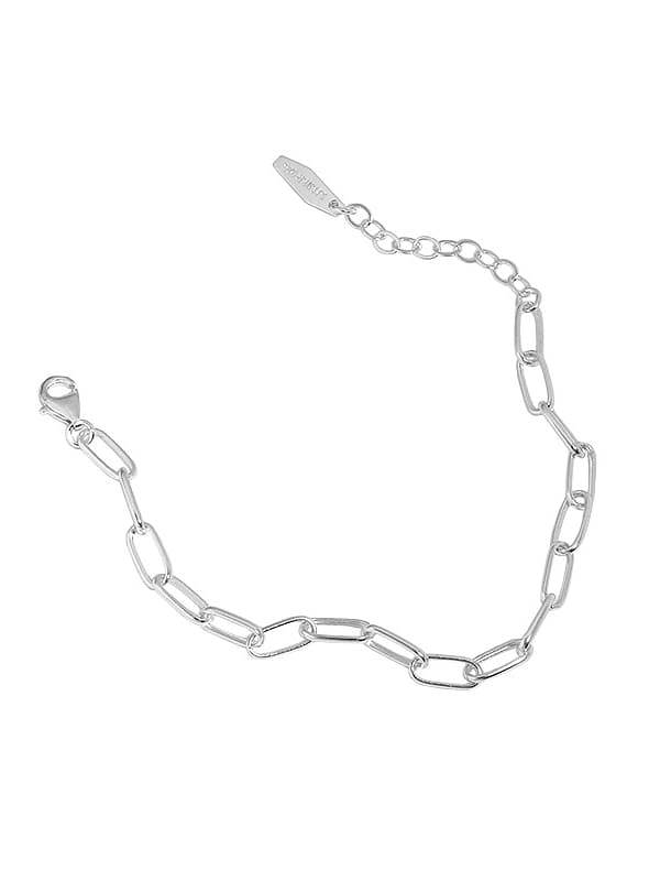 Pulsera de eslabones minimalistas con cadena geométrica hueca de plata de ley 925