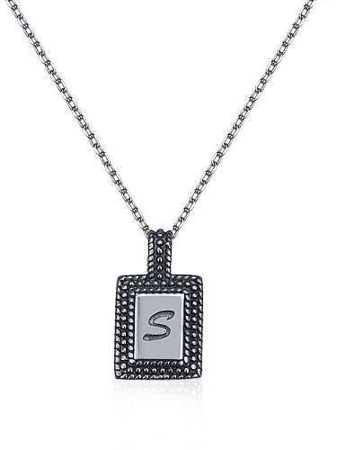 925 Sterling Silver Geometric Letter Vintage Necklace