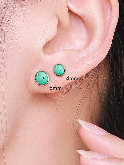 925 Sterling Silver Turquoise Geometric Minimalist Stud Earring