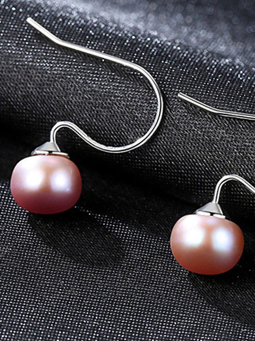 Sterling Silver Natural Freshwater Pearl simple anti allergy ear hook
