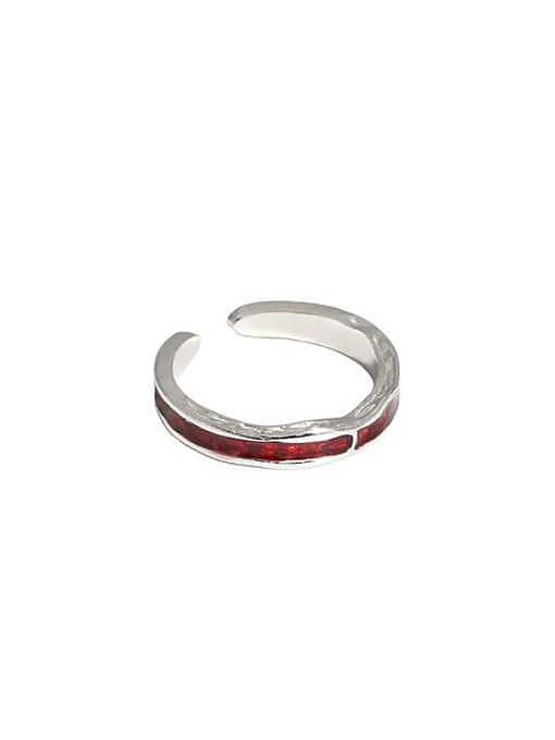 925 Sterling Silver Enamel Irregular Vintage Band Ring