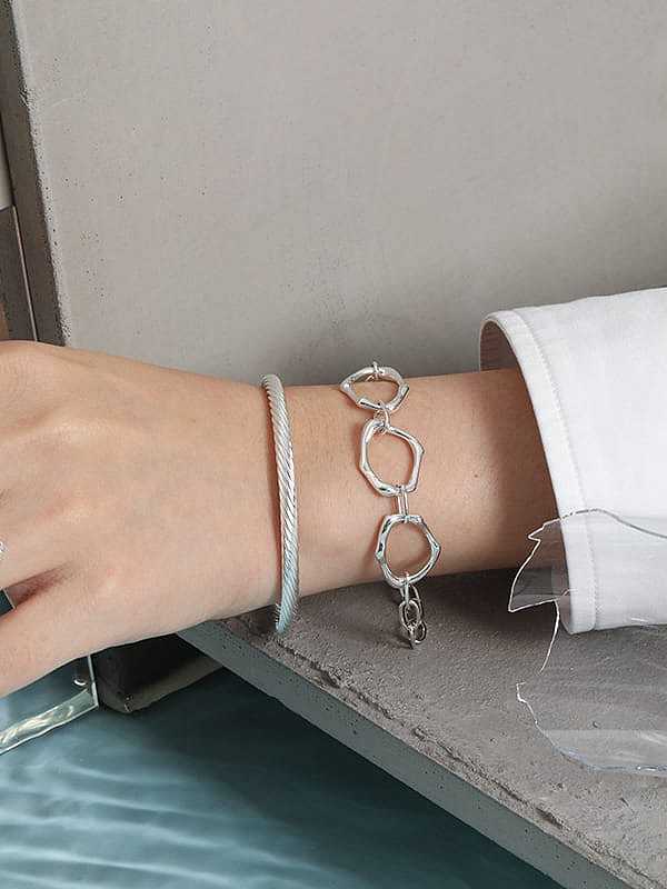 Bracelet manchette minimaliste irrégulier en argent sterling 925