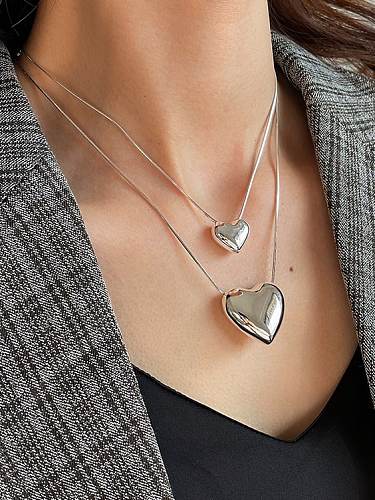 925 Sterling Silver Smooth Heart Minimalist Necklace