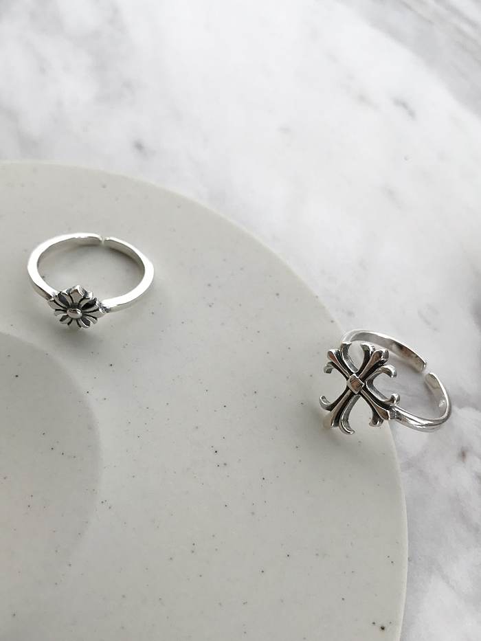 925 Sterling Silver Cross Vintage Midi Ring