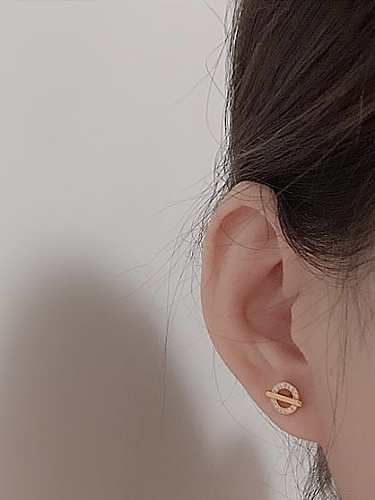 925 Sterling Silver Cubic Zirconia Round Dainty Stud Earring