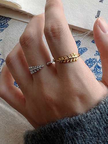 925 Sterling Silver Leaf Minimalist Free Size Midi Ring