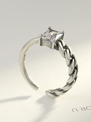 Sterling silver vintage semi-precious stones asymmetrical Thai silver style ring