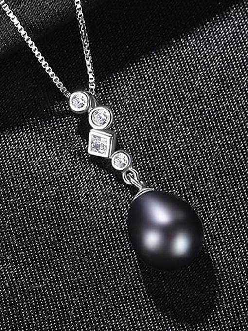 Collar con colgante simple de perlas de agua dulce de varios colores de plata de ley 925