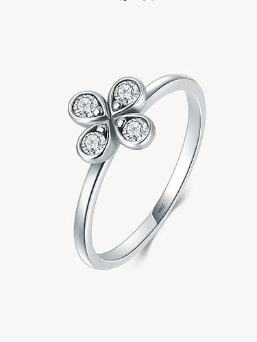 925 Sterling Silver Cubic Zirconia Flower Vintage Band Ring