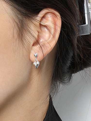 925 Sterling Silver Smotth Heart Minimalist Stud Earring