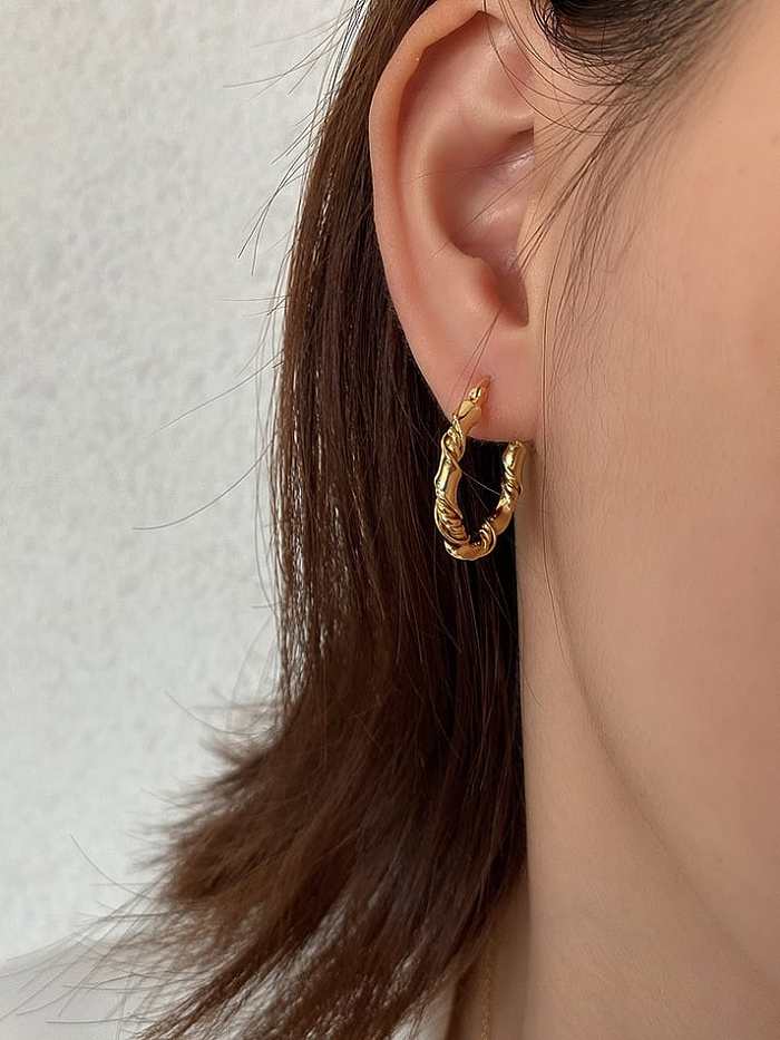 925 Sterling Silver Hollow Geometric Vintage Stud Earring