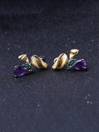925 Sterling Silver Natural Stone Butterfly Artisan Stud Earring