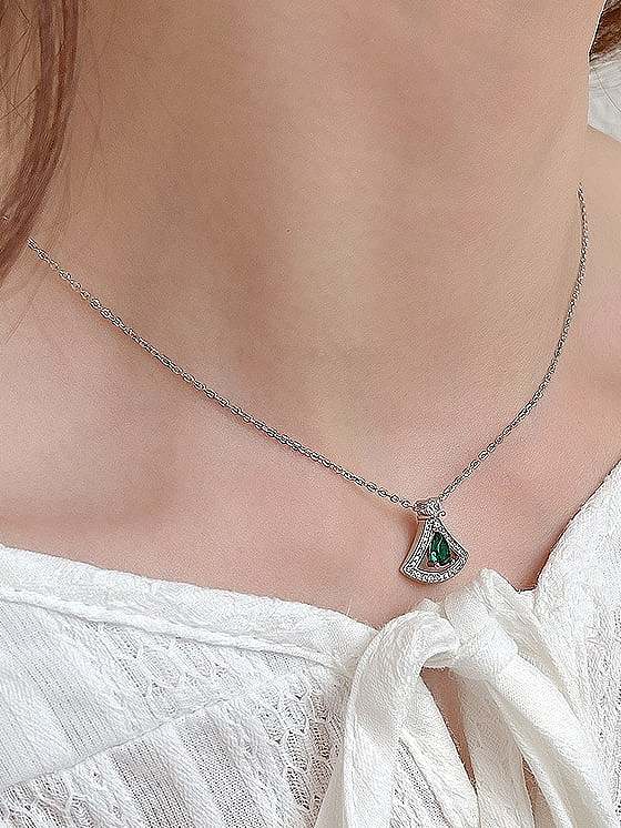 925 Sterling Silver Cubic Zirconia Triangle Minimalist Necklace