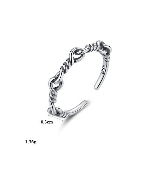 925 Sterling Silber geometrische Vintage Mode einfache Schwärzung Handwerk Band Ring