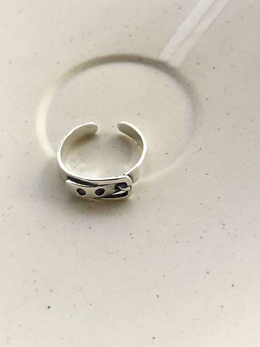 925 Sterling Silver Hollow Irregular Vintage Free Size Midi Ring