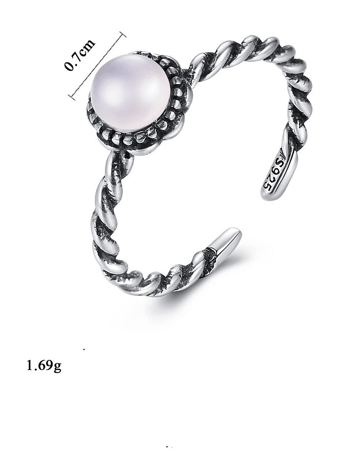 925 Sterling Silver Round Vintage Band Ring