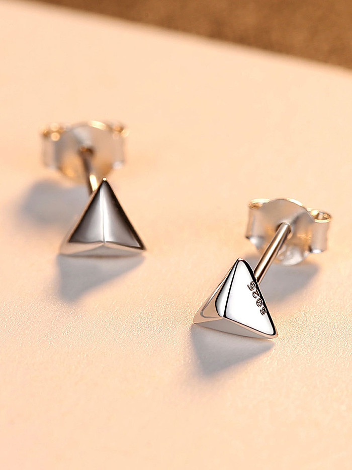 Brincos de prata esterlina 925 com triângulo sólido brilhantec