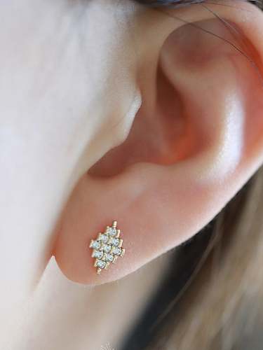 925 Sterling Silver Cubic Zirconia Geometric Dainty Stud Earring