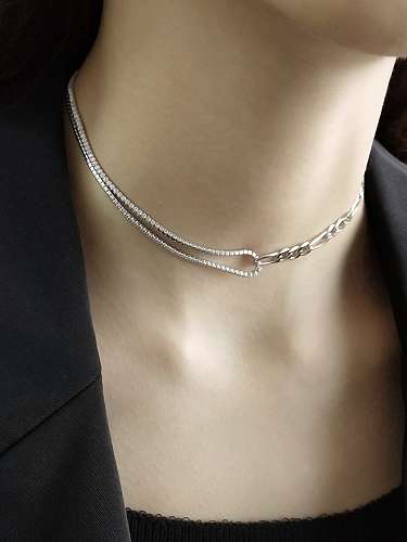 925 Sterling Silver Cubic Zirconia Trend Choker Necklace
