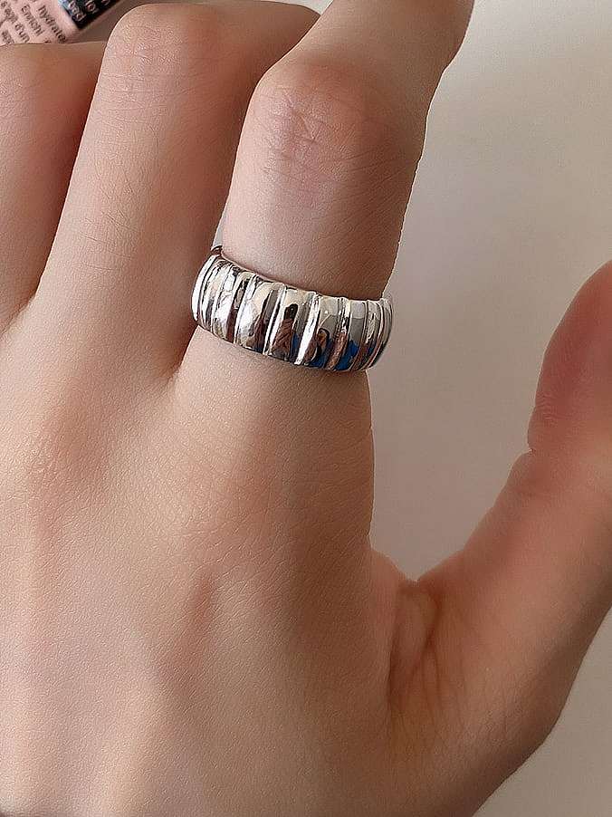 Bague VintageWide Face Gear en argent sterling 925 taille libre